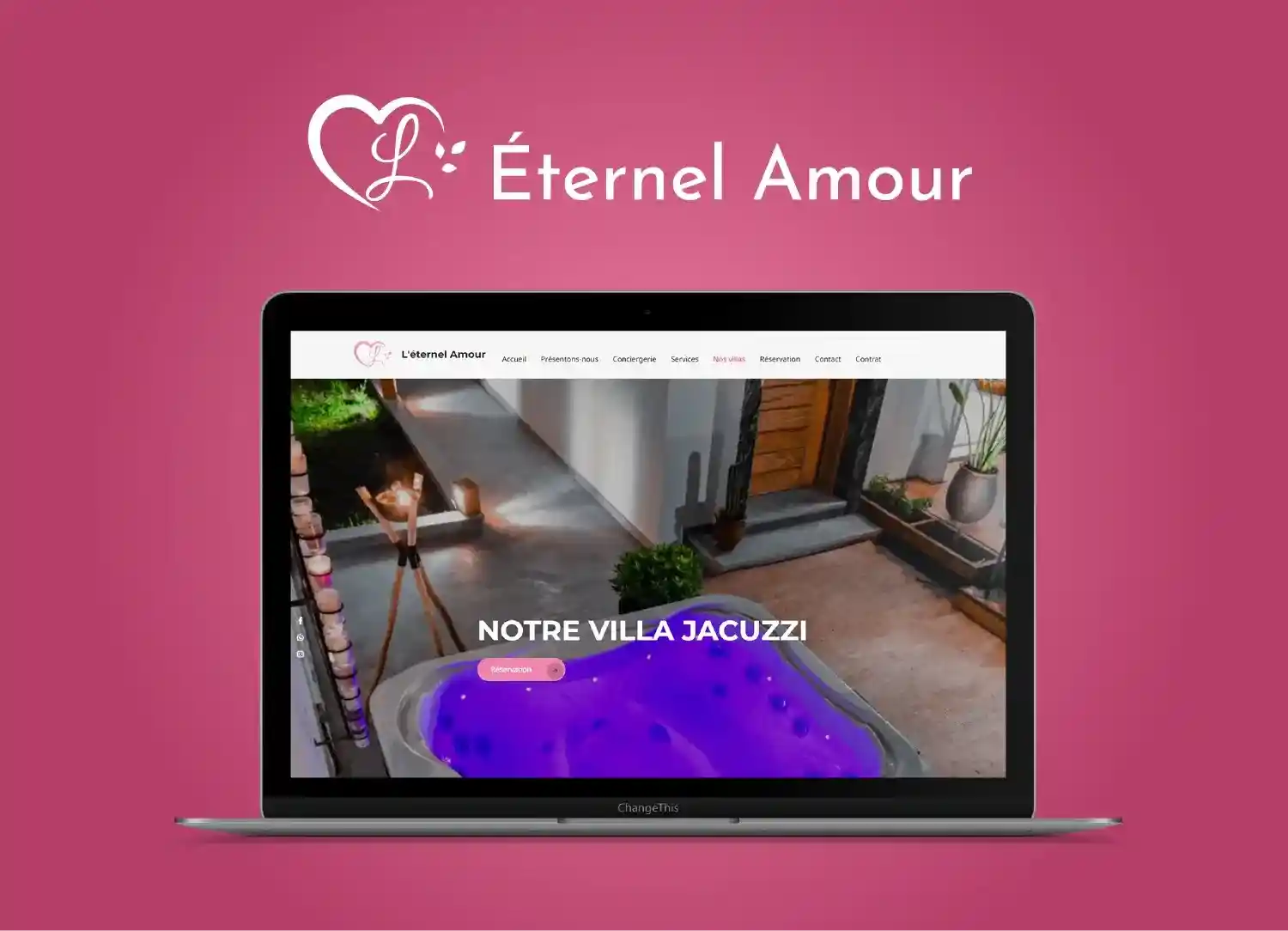 laptop screen show for the website of L'éternel Amour Booking villa